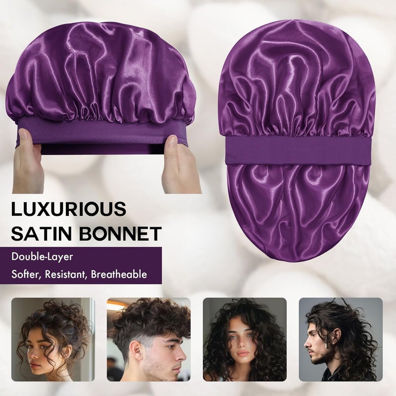 Doitory Store Satin Silk Bonnet for Sleeping, Double Layer Silk Sleep Cap for Men & Women, Soft Satin Lined Bonnet for Curly Hair - Image 2